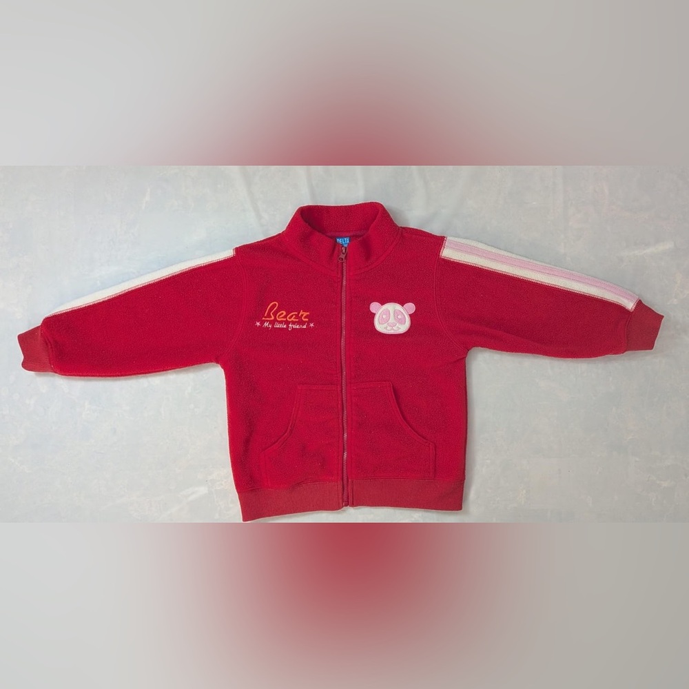 Delta, red children's jacket with a bear graphic. Size 2, check measurements
